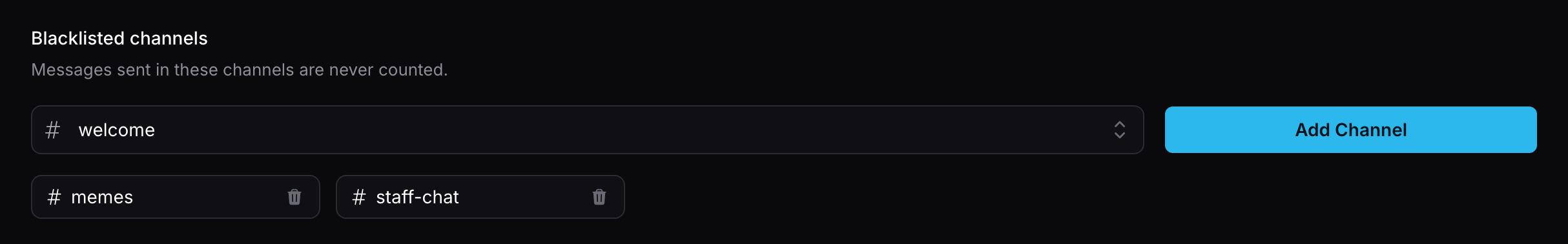Messages Channels Blacklist