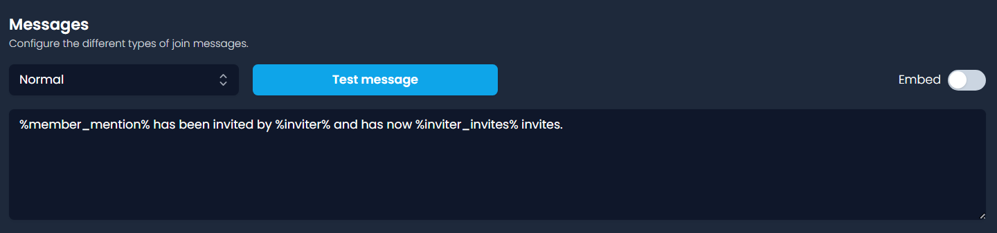 Message Configuration