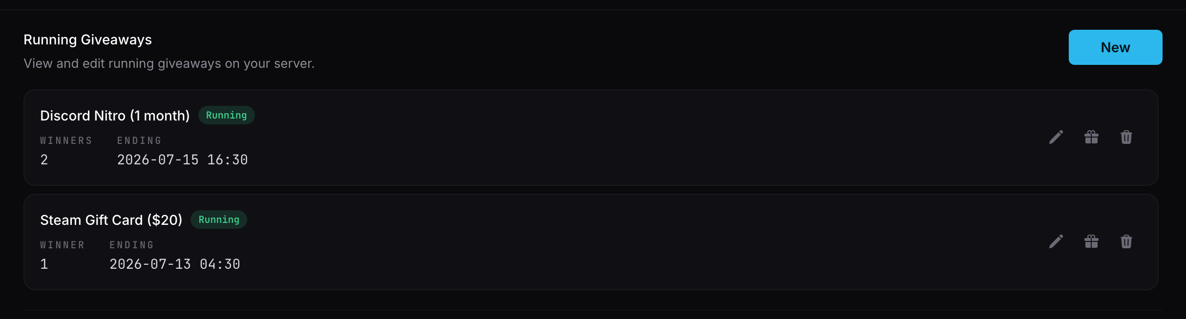 Running Giveaway